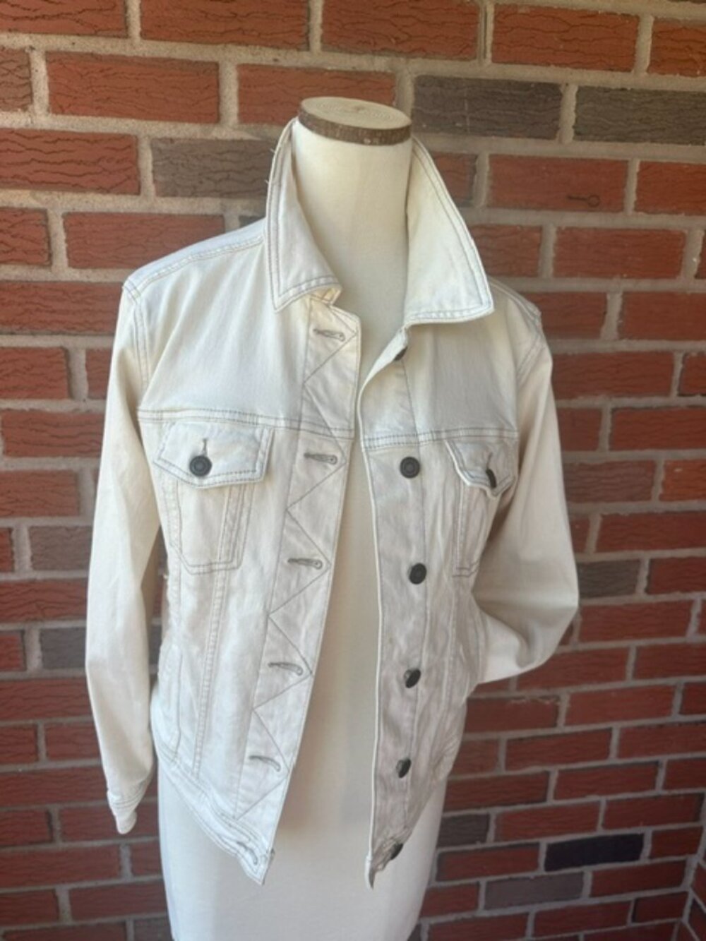 Prana Ivory FItted Stretch Denim Jacket - Size S - Organic Cotton - Small